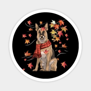 Maple Dog Leaf Fall Hello Autumn Funny German Shepherd Lover Magnet